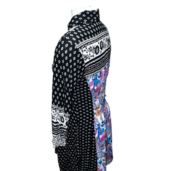 Women's Black and White Patterned Dress - Picture 11 of 15